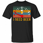 I Need Beer Vintage T-Shirt - Funny Beer Shirt, Black, Unisex T-Shirt