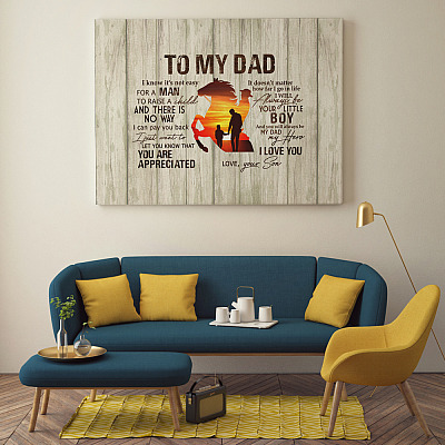 From Son To My Dad It's Not Easy To Raise A Child Horse Canvas Poster - Father's Day Horse Riding Wall Art Mockup