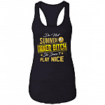 Do Not Summon My Inner Bitch She Doesn't Play Nice Tank Top Tee - Sarcastic Humor Novelty Racerback Tank, Black, Ladies Racerback Tank