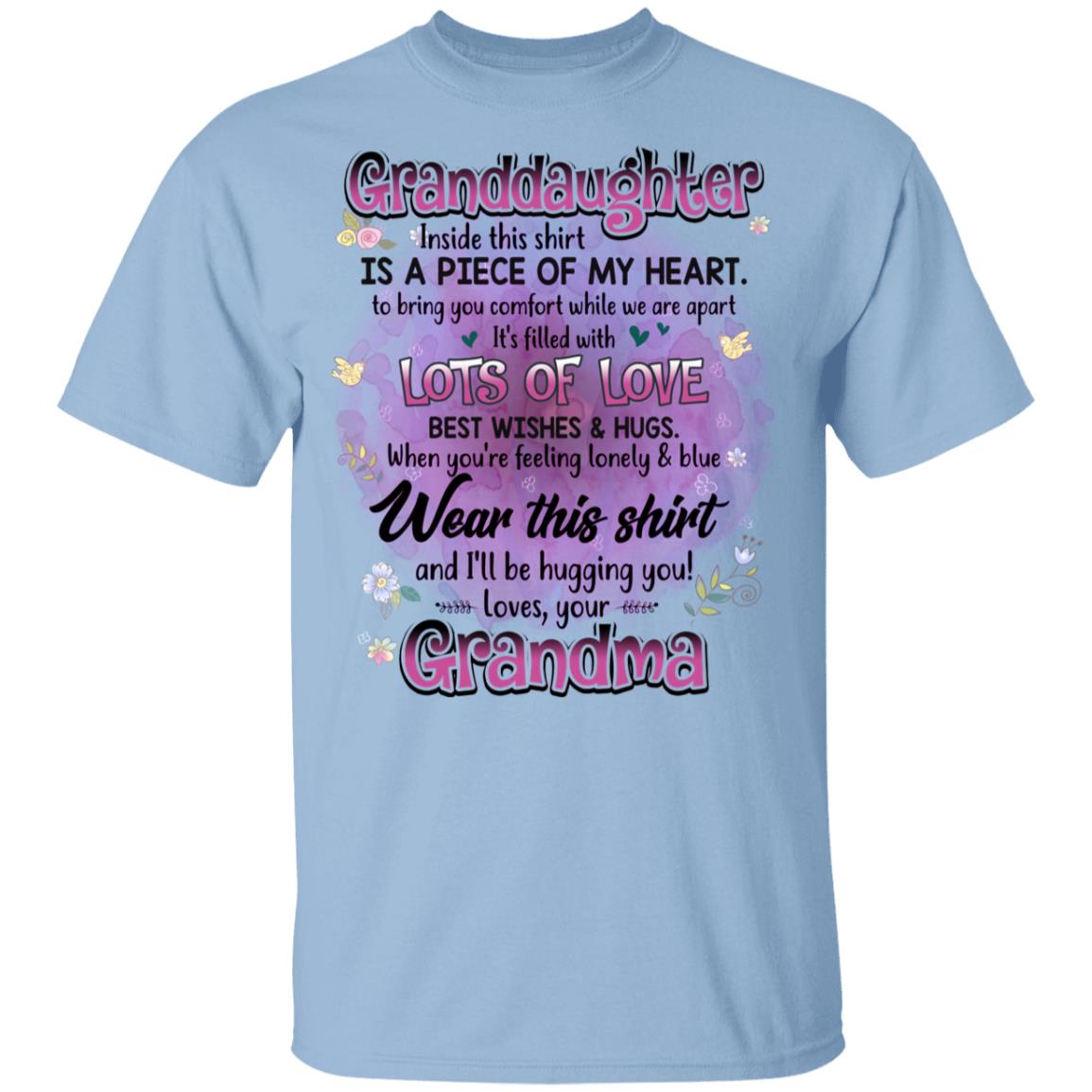 Granddaughter Inside This Shirt Is A Piece Of My Heart To Bring You Comfort Youth Tee - Gift From Grandparents, Light Blue, Youth T-Shirt