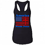 America Needs Jesus Cotton Tank Top Tee - Ladies Racerback Tank, Black, Ladies Racerback Tank