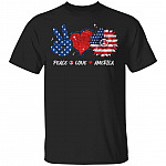 Peace Love America Sunflower 4th Of July T-Shirt, Black, Unisex T-Shirt Peace Love America Sunflower 4th Of July T-Shirt, Black, Unisex T-Shirt