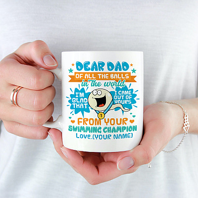 Alternative view of Personalized Dear Dad Of All The Balls In The World I'm Glad That I Came Out Of Yours Coffee Mug - Beer Stein