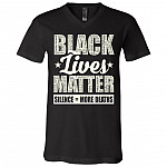 Black Lives Matter Silence Means Deaths Justice For Floyd - Say My Name T-Shirt - V Neck, Black, V-Neck T-Shirt