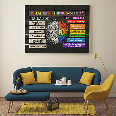 Alternative view of What Can I Think Instead Classroom Motivation Gallery Wrapped Framed Canvas Prints - Unframed Poster