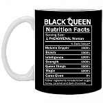 Black Queen Nutrition Facts Ceramic Coffee Mug - Black Women Power Mug, Black, 11 oz. White Mug