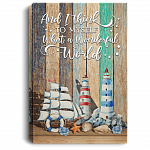 And I Think To Myself What A Wonderful World Framed Canvas - Unframed Poster - Love Beach Wall Art, White, 0.75'' Framed Canvas