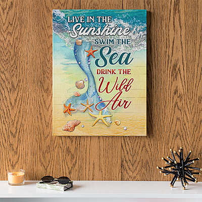 Alternative view of Live In The Sunshine Swim The Sea Ocean Gallery Wrapped Framed Canvas Prints - Unframed Poster