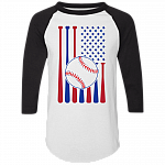 Vintage Baseball Jersey Shirt - American Flag Baseball Tee - Patriotic Shirt - Baseball Fan 4th July Shirt, White/Black, Raglan Jersey