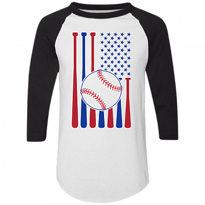 Vintage Baseball Jersey Shirt - American Flag Baseball Tee - Patriotic Shirt - Baseball Fan 4th July Shirt, White/Black, Raglan Jersey