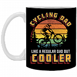 Vintage Cycling Dad Like A Regular Dad But Cooler Bike Rider Ceramic Coffee Mug - Water Bottle, Black, 11 oz. White Mug
