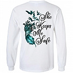She Keeps Me Safe Feather Print On Back Hoodie - Plain Front - Sweatshirt - Long Sleeve, White, Long Sleeve She Keeps Me Safe Feather Print On Back Hoodie - Plain Front - Sweatshirt - Long Sleeve, White, Long Sleeve