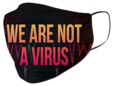 Alternative view of We Are Not A Virus Black Lives Matter Face Mask