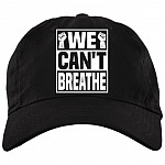 We Can't Breath Twill Cap - High-Profile Snapback Hat - Trucker Hat, Black, Brushed Twill Dad Cap