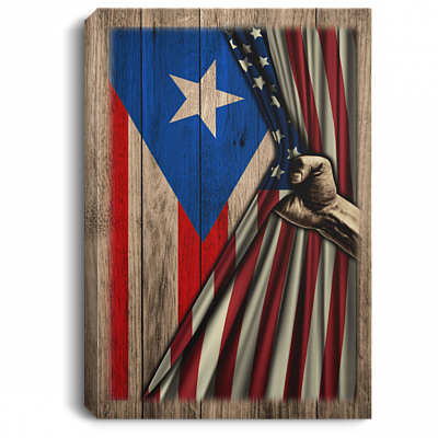 American Grown Puerto Rican Roots - Puerto Rico Framed Canvas - Unframed Poster, White, 0.75'' Framed Canvas