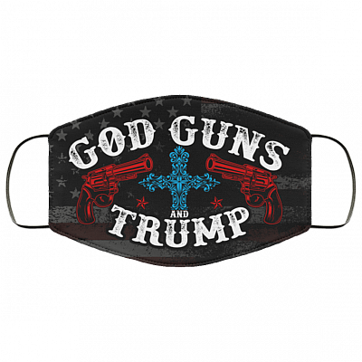 God Guns And Trump America Washable Reusable Custom – Printed Cloth Face Mask Cover, White, Cloth Face Mask
