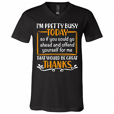 I'm Pretty Busy Today So If You Could Go Ahead and Offend Yourself For Me That Would Be Great T-Shirt - V-Neck, Black, V-Neck T-Shirt