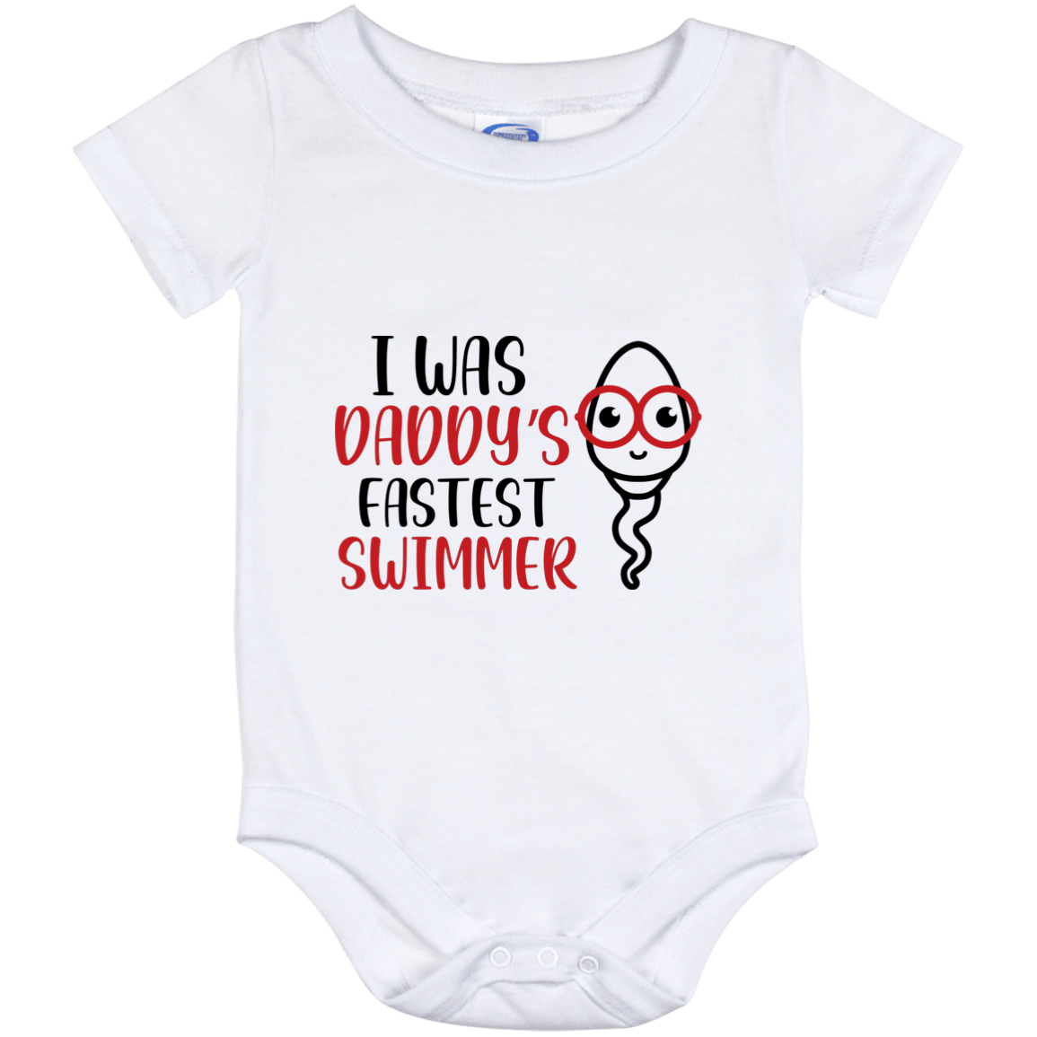I Was Daddy's Fastest Swimmer New Dad Gift Baby Onesie - Baby Infant Bodysuit, White, Baby Onesie - 12 Month
