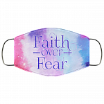 Faith Over Fear Washable Reusable Custom – Printed Cloth Face Mask Cover, White, Cloth Face Mask
