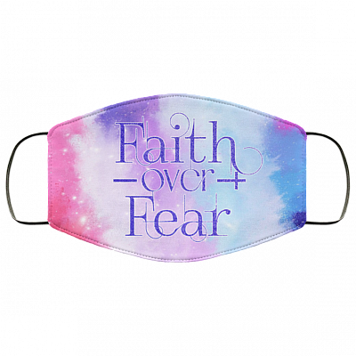 Faith Over Fear Washable Reusable Custom – Printed Cloth Face Mask Cover, White, Cloth Face Mask