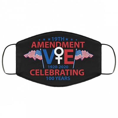 19th Amendment Celebrating 100 Years Vote 1920-2020 Washable Reusable Custom – Printed Cloth Face Mask Cover, White, Cloth Face Mask
