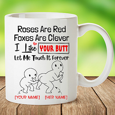Alternative view of Personalized Roses Are Red Foxes Are Clever I Like Your Butt Let Me Touch It Forever Coffee Mug - Water Bottle