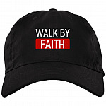 Walk by Faith - Best Dad Twill Cap - High-Profile Snapback Hat - Trucker Hat - Beanie - Knit Cap, Black, Brushed Twill Dad Cap