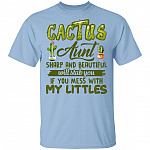 Cactus Aunt T-Shirt - Funny Auntie Shirt, Light Blue, Unisex T-Shirt
