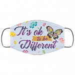 It's Ok To Be Different - Autism Awareness Washable Reusable Custom – Printed Cloth Face Mask Cover, White, Cloth Face Mask