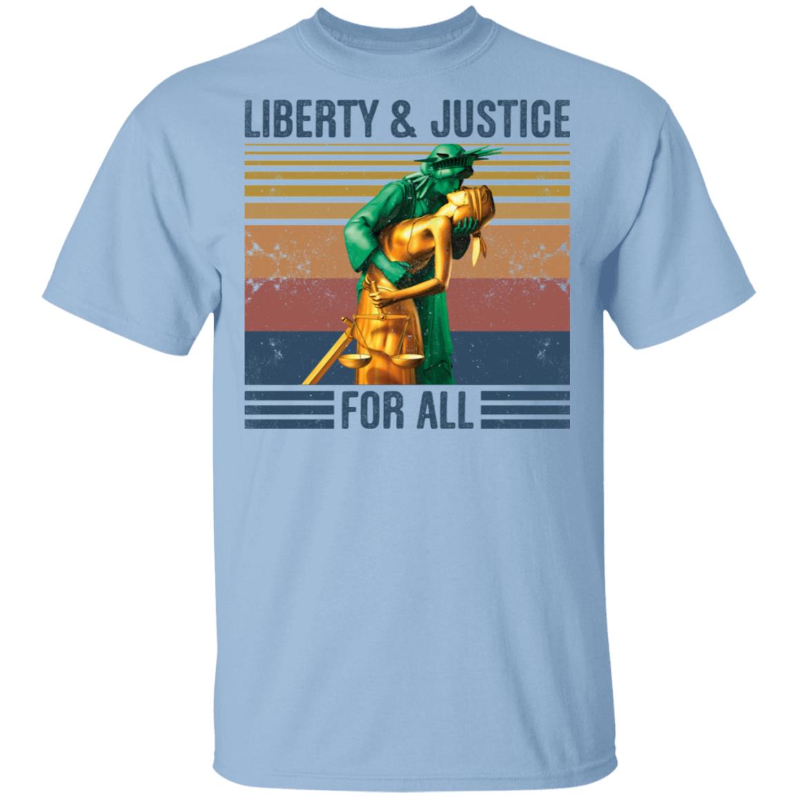 Liberty And Justice For All Vintage Retro T-Shirt, Light Blue, Unisex T-Shirt
