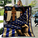 5VT. Cross American Flag blanket mockup