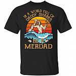 In A World Full Of Daddy Sharks Be A Merdad Vintage Father's Day Gift For Dad T-shirt, Black, Unisex T-Shirt