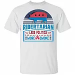 Ribertarian Less Politics More Smoke Funny BBQ T-Shirt, White, Unisex T-Shirt