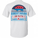 Ribertarian Less Politics More Smoke Funny BBQ Plain Front - Print On Back T-Shirt, White, Unisex T-Shirt