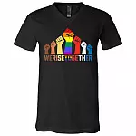 We Rise Together Equality Social Justice T-Shirt - V-Neck, Black, V-Neck T-Shirt