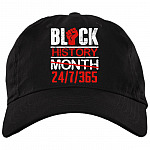 Black History Month 27-7-365 African American Pride Gift Twill Cap - High-Profile Snapback Hat, Black, Brushed Twill Dad Cap