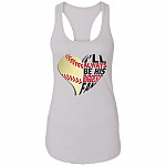 Baseball Mom Tank Top - I"ll Always Be His Biggest Fan Tank Top - Baseball Heart Tank Top, White, Ladies Racerback Tank
