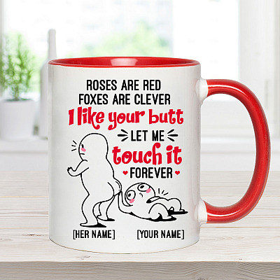Alternative view of Personalized Roses Are Red Foxes Are Clever I Like Your Butt Let Me Touch It Forever Accent Mug