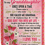 Butterfly To My Granddaughter Once Upon A Time There Was A Little Girl Fleece Blanket - Premium Sherpa Blanket, White, Cozy Plush Fleece Blanket - 50x60