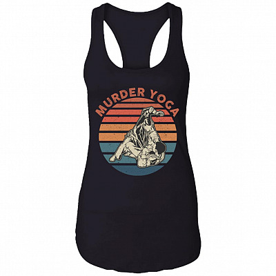 Murder Yoga Cotton Tank Top Tee - Ladies Racerback Tank - Vintage Cho-ke Dealer BJJ Shirt, Black, Ladies Racerback Tank