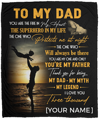 Personalized Dad Thank You For Being My Dad My Myth My Legend Father's Day Gift Premium Sherpa Blanket, White, Cozy Plush Fleece Blanket - 50x60