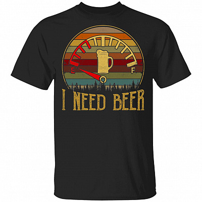 I Need Beer Meter Funny T-Vintage Beer Shirt for Men, Black, Unisex T-Shirt