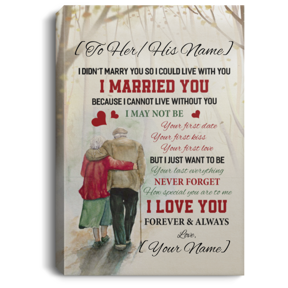 Personalized to My Love I Didn't Marry You So I Could Live with You - I Cannot Live Without You Framed Canvas Prints, White, 0.75'' Framed Canvas