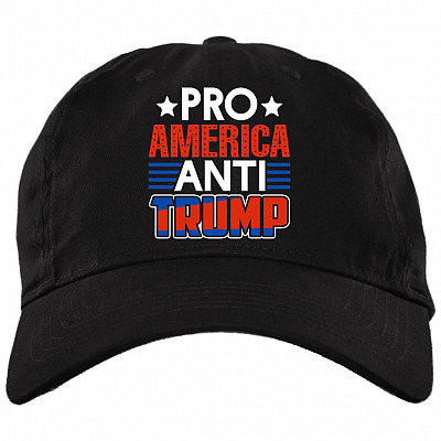 Pro America Anti Trump Twill Cap - High-Profile Snapback Hat - Trump Girl Trucker Hat, Black, Brushed Twill Dad Cap