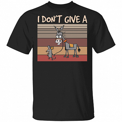 I Don't Give A Rats Ass Funny Mouse Walking Donkey Vintage T-Shirt - Youth Shirt For Kids, Black, Unisex T-Shirt