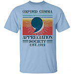 Oxford Comma Appreciation Society Est 1912 Vintage Retro Grammar English T-Shirt, Light Blue, Unisex T-Shirt