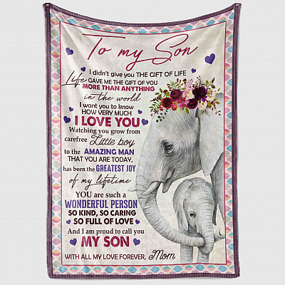Alternative view of To My Son I Didn't Give You The Gift Of Life Elephant Fleece Blanket - Premium Sherpa Blanket - Woven Blanket