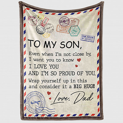 Alternative view of To My Son Even When I'm Not Close By From Dad Fleece Blanket - Premium Sherpa Blanket - Woven Blanket