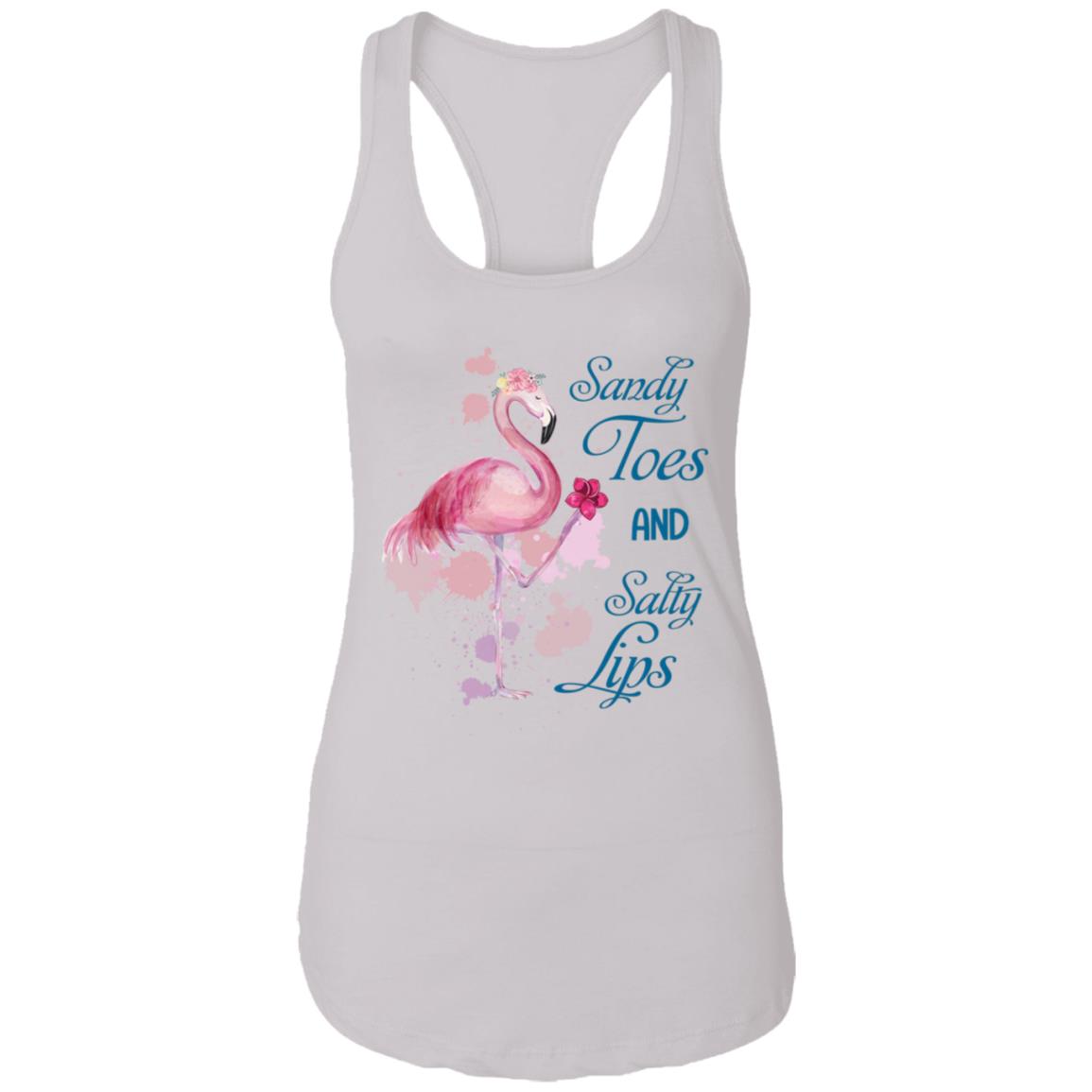 Sandy Toes and Salty Lips Ladies Racerback Tank, White, Ladies Racerback Tank Sandy Toes and Salty Lips Ladies Racerback Tank, White, Ladies Racerback Tank