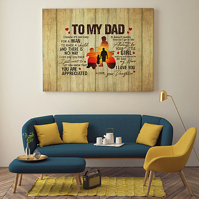 To My Dad Not Easy To Raise A Child From Daughter Dirt Bike Canvas Poster - Father's Day Dirt Bike Wall Art Mockup